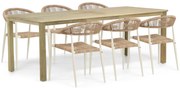 Tuinset 6 personen 210 cm Aluminium/Rope Taupe De Laan Projects