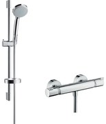 Hansgrohe Ecostat Comfort douchekraan thermostatisch met UnicaC glijstang 65cm en handdouche Croma 100 EcoSmart chroom 27034000