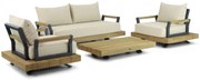 Stoel en Bank Loungeset 4 personen Aluminium/Teak Old teak greywash  Santika Furniture Santika