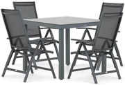 Tuinset 4 personen 90 cm Aluminium/textileen Grijs Presto Vasto/Porto