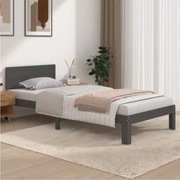 vidaXL Bedframe massief grenenhout grijs 90x200 cm