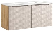 Comad Luxor Beige badmeubel 120cm met 4 deuren en dubbele wastafel wit glans