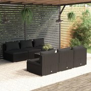 vidaXL 7-delige Loungeset met kussens poly rattan zwart