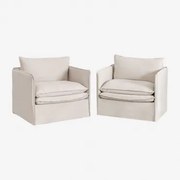 Set Van 2 Fauteuils Met Armleuningen In Linnen En Katoen Grace Stof Beige - Sklum