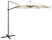 vidaXL Zweefparasol met paal en LED-verlichting 300 cm zandkleurig