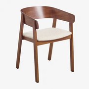 Olsen Houten Eetkamerstoel Donker Hout & Bouclé Blanco - Sklum