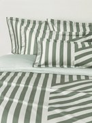 Gestreept katoensatijnen dekbedovertrek Brendan met bies