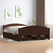 vidaXL Bedframe met 4 lades 140x200 cm massief grenenhout donkerbruin