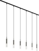 Modern railsysteem zwart met 6 hanglampen gunmetal 1-fase - Slimline Loyce