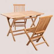 Set Van Rechthoekige Tafel (120x70 Cm) En 2 Opvouwbare Tuinstoelen In Pira Teakhout Teakhout - Sklum