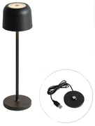 Buitenlamp met dimmer LED Tafellamp met dimmer mushroom zwart oplaadbaar incl. laadstation - Raika Modern IP65 Buitenverlichting Lamp