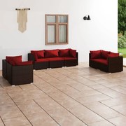 vidaXL 7-delige Loungeset met kussens poly rattan bruin