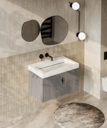 Muebles Calas badmeubel ribbelfront 80cm grijs eiken met solid surface wastafel zonder kraangat
