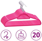 vidaXL 20-delige Kledinghangerset anti-slip fluweel roze