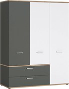 Kledingkast Tolfela 108, Grijs, Wit, Eiken honing, 196x150x60cm, 197.7 kg, Kledingkast deuren: Met scharnieren