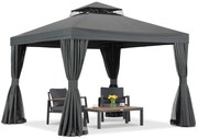 Tuinpaviljoen met klamboe en gordijnen Valencia 3x3 antraciet Garden Point