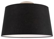Moderne plafondlamp wit met zwarte kap 35 cm - Combi