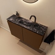 Mondiaz Ture DLux toiletmeubel 80cm rust met wastafel lava midden met kraangat