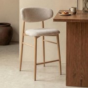 Eiken Barkruk Met Creme Stof