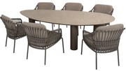 Arizona Capalbio dining tuinset 240x130xH75 cm 7 delig pebble keramiek terre 4 Seasons Outdoor