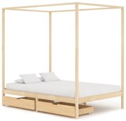 vidaXL Hemelbedframe met 2 lades massief grenenhout 140x200 cm