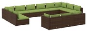 vidaXL 13-delige Loungeset met kussens poly rattan bruin