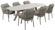 Montana Jura keramiek Terrazzo dining tuinset 240x103xH75 cm 7 delig teak olijf 4 Seasons Outdoor