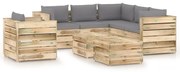 vidaXL 8-delige Loungeset met kussens groen geïmpregneerd hout