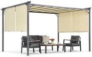 Creme Sevilla terraspergola 3x4m met Garden Point gordijnen