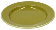 Bord, emaille, olijfgroen met lichtgroen randje,Ø26 CM