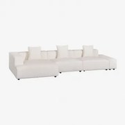 3-delige Chaise Longue Modulaire Hoekbank Links (↔︎375 Cm) Bruna Bouclé Blanco - Sklum