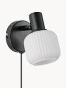 Kleine wandlamp Milford Mini van mondgeblazen opaalglas met stekker