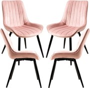 Set 4 Lene Fluwelen Stoelen