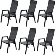 Nancy dining tuinstoel verstelbaar antraciet textileen set van 6