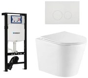 QeramiQ Dely Toiletset - 36.3x51.7cm - diepspoel - rimless - Inbouwreservoir met Geberit UP320 spoelmechanisme - softclose toiletzitting - mat witte bedieningsplaat - ronde knoppen - mat wit SW1000766/SW1381697/SW706190/SW1026254
