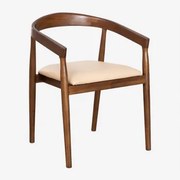 Eetkamerstoel Met Armleuningen Van Teakhout En Visby-leer Beige Vintage - Sklum