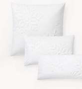 Katoenen perkale kussenhoes Vidal met getuft sneeuwvlokmotief