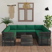 vidaXL 9-delige Loungeset met kussens pallet massief grenenhout