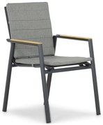 Tuinstoel stapelbaar Aluminium/textileen Grijs-antraciet Lifestyle Garden Furniture Fiora  met kussen