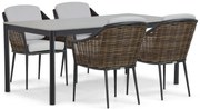 Tuinset 4 personen 180 cm Aluminium/wicker Grijs Coco Olivine/Como