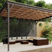 vidaXL 12-delige Loungeset met kussens poly rattan bruin