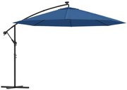 vidaXL Zweefparasol met LED-verlichting 350 cm azuurblauw