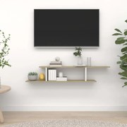 vidaXL Tv-wandschap 125x18x23 cm spaanplaat wit en sonoma eikenkleurig