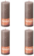 Bolsius Stompkaarsen Shine 4 st rustiek 190x68 mm rustiek taupe