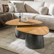 2-set Driehoek Salontafels Teak En Metaal
