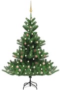 vidaXL Kunstkerstboom Nordmann met LED's en kerstballen 120 cm groen