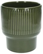 Bloempot, aardewerk, geribbeld, bosgroen, Ø17XH19 cm
