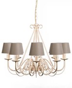 Kroonluchter crème 60 cm met taupe klemkappen - Giuseppe