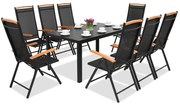 Verona Wood polywood aluminium tuinmeubelen met grote tafel voor 8 personen Garden Point zwart