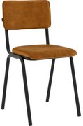 Goossens Eetkamerstoel Chaplin geel velvet stof leuning, urban industrieel